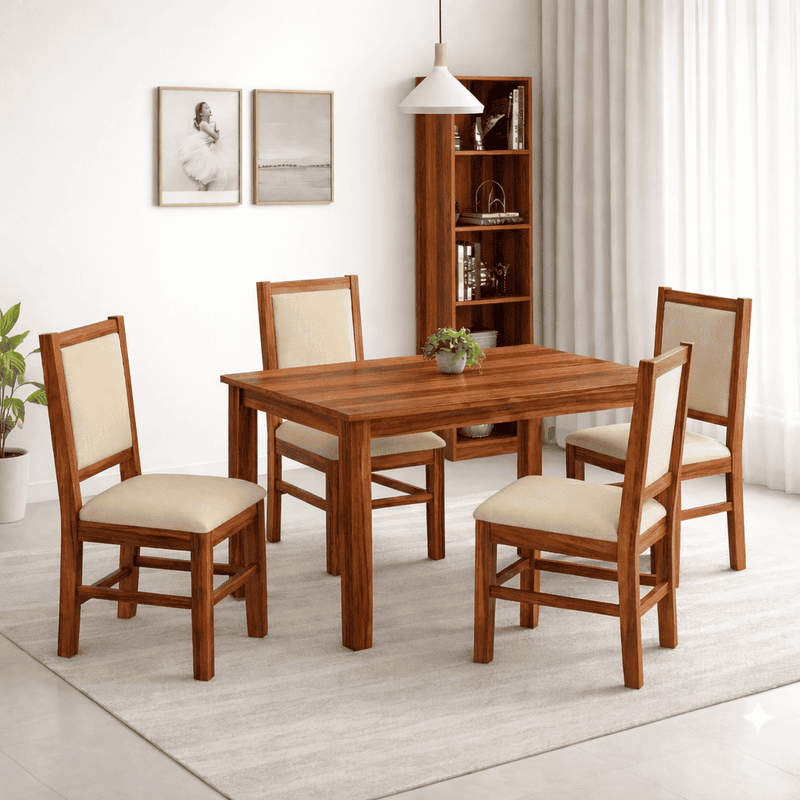 Cresta Solid Sheesham Wood Dining Table Set of 4