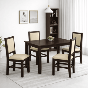 Cresta Solid Sheesham Wood Dining Table Set of 4 Walnut
