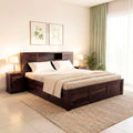 Urban Solid Sheesham Wood King Size Bed with Storage Box  Finish - Walnut