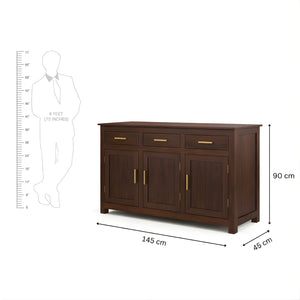 VIP Sheesham Wooden Sideboard Cabinet for Living Room - Walnut Finish