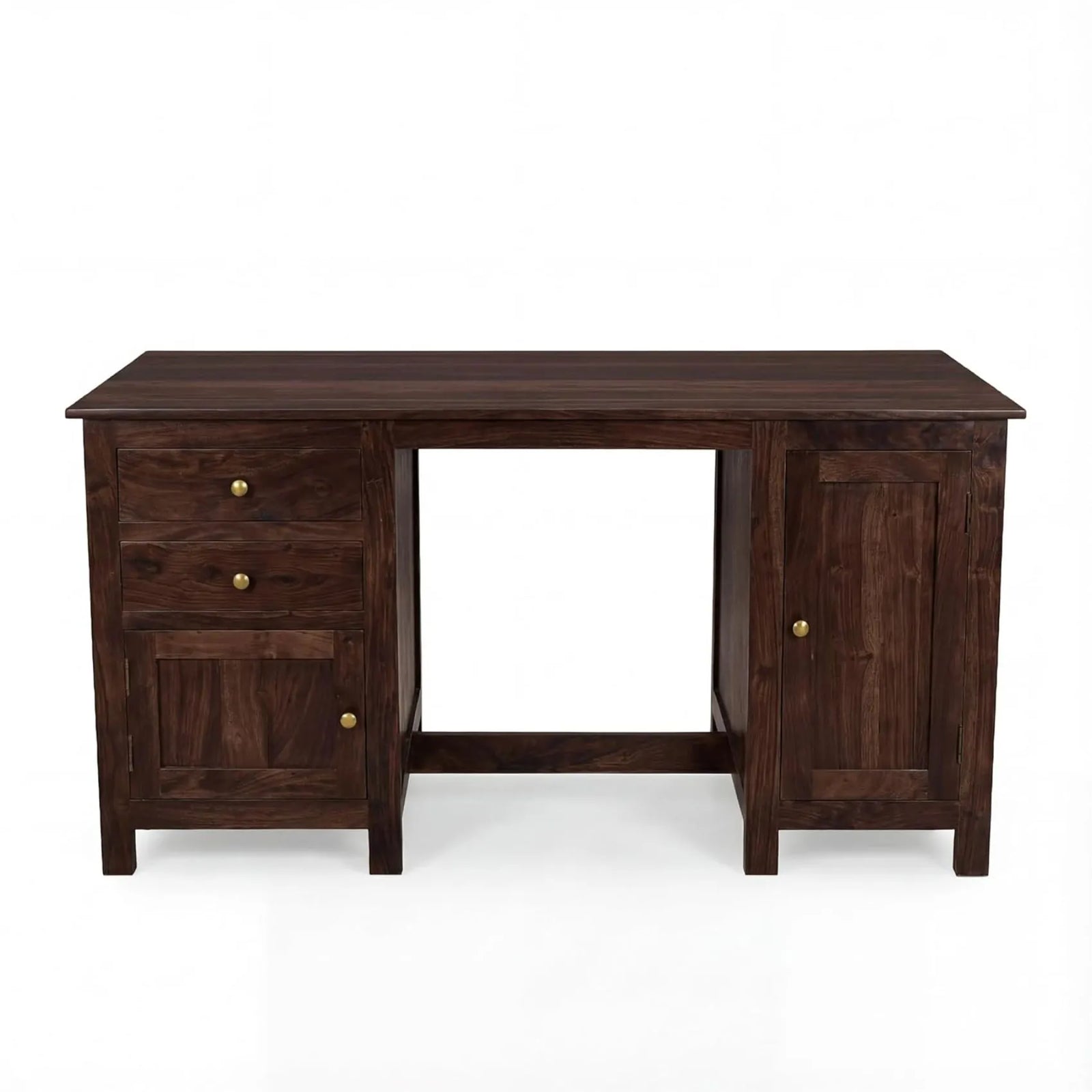 VIP Sheesham Wood Study Table with 2 Drawers & 2 Doors  Finish - Walnut