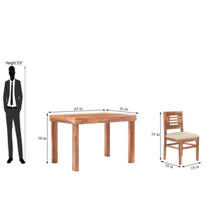 Sheesham Wood 4 Seater Dining Table Set Finish - Natural