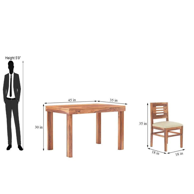 Sheesham Wood 4 Seater Dining Table Set Finish - Natural