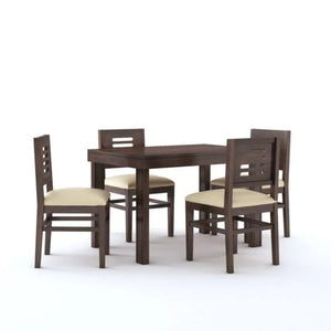 Sheesham Wood 4 Seater Dining Table Set  Finish - Walnut
