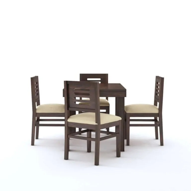 Sheesham Wood 4 Seater Dining Table Set  Finish - Walnut