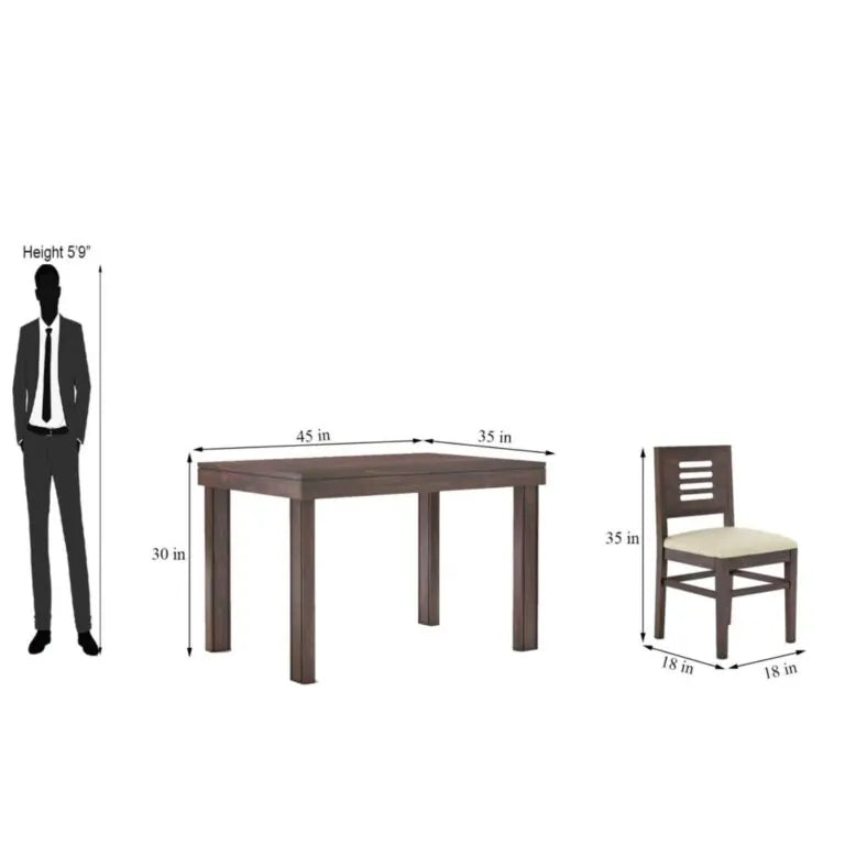 Sheesham Wood 4 Seater Dining Table Set  Finish - Walnut