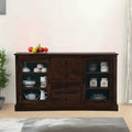 Wooden Glass Sideboard Cabinet  Finish - Walnut