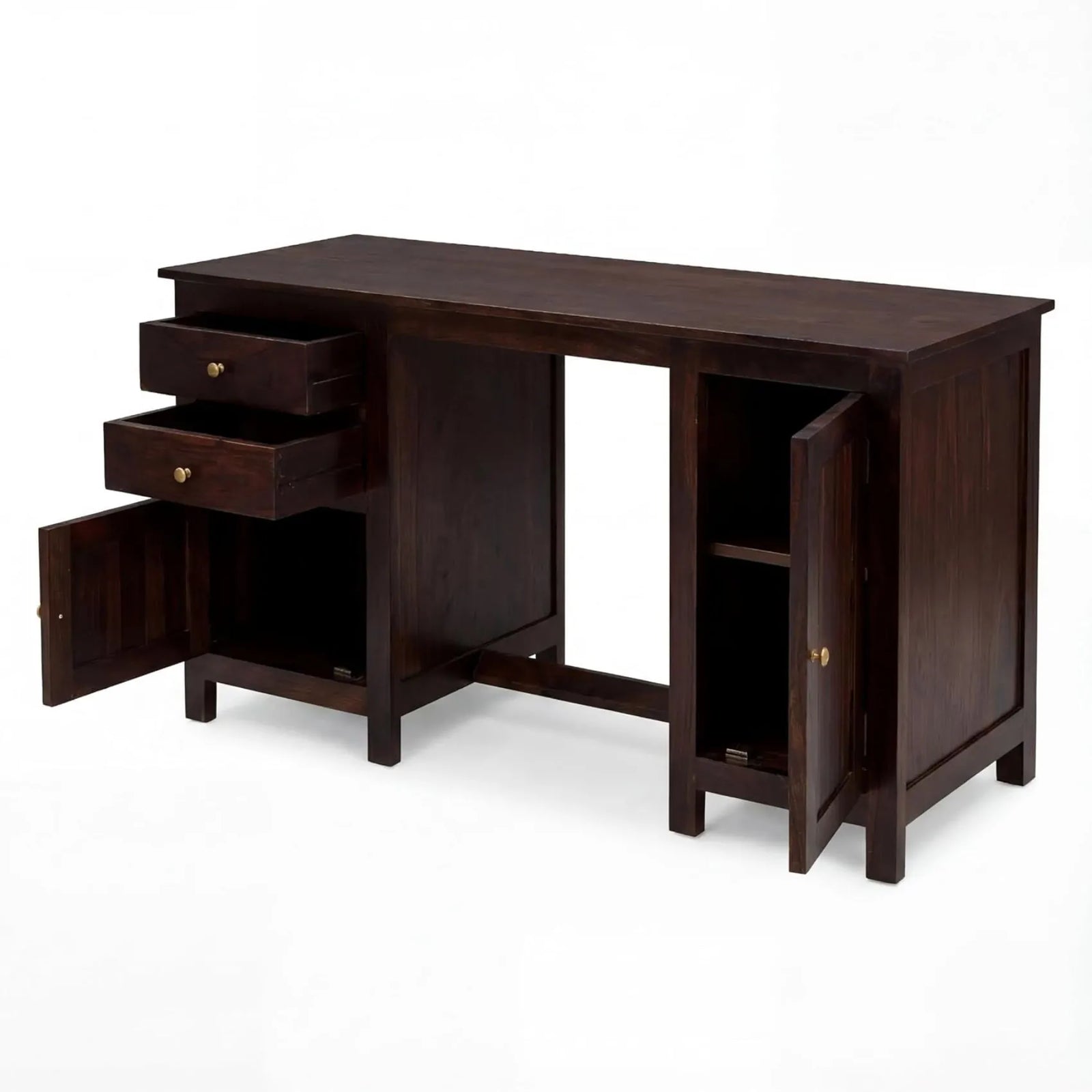 VIP Sheesham Wood Study Table with 2 Drawers & 2 Doors  Finish - Walnut