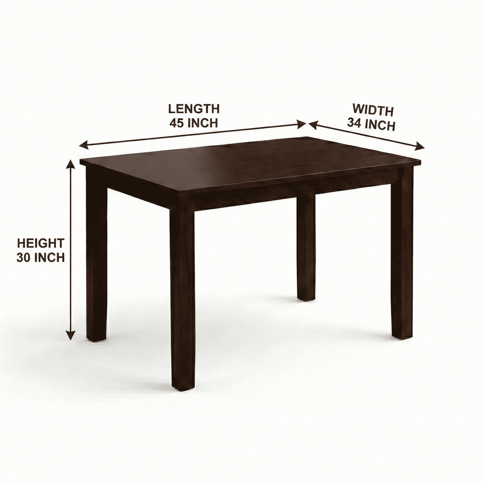 Cresta Solid Sheesham Wood Dining Table Set of 4 Walnut