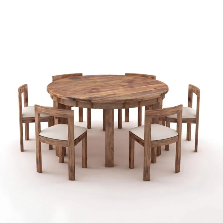 Solid Sheesham Wood Dining Table Set Of 6 - Natural