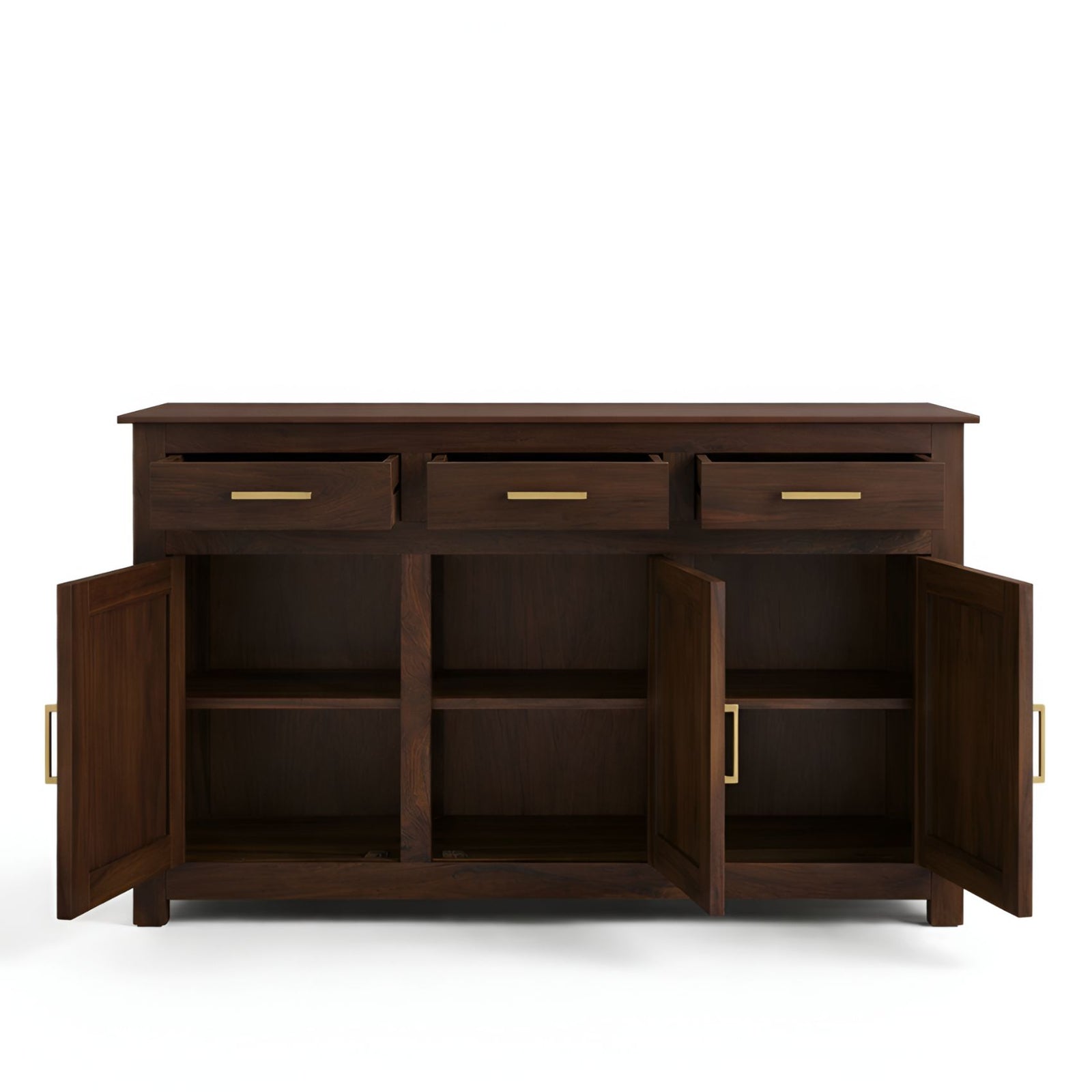 VIP Sheesham Wooden Sideboard Cabinet for Living Room - Walnut Finish