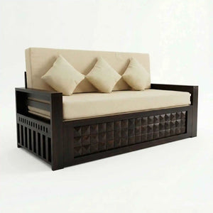 Diamond Sheesham Wooden Sofa Cum bed  Finish- Walnut