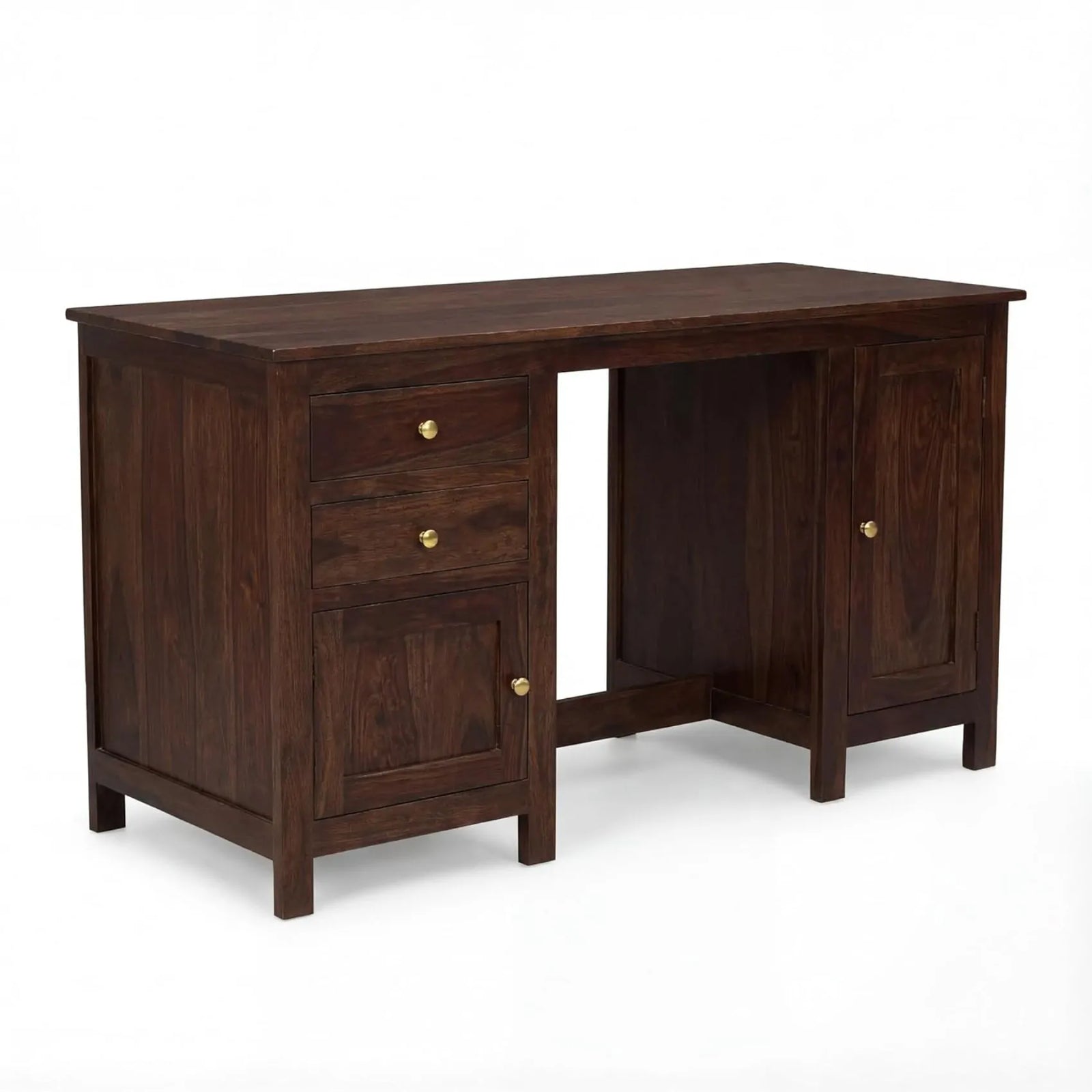 VIP Sheesham Wood Study Table with 2 Drawers & 2 Doors  Finish - Walnut
