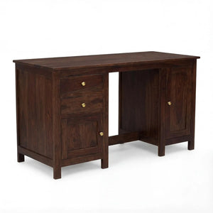 VIP Sheesham Wood Study Table with 2 Drawers & 2 Doors  Finish - Walnut