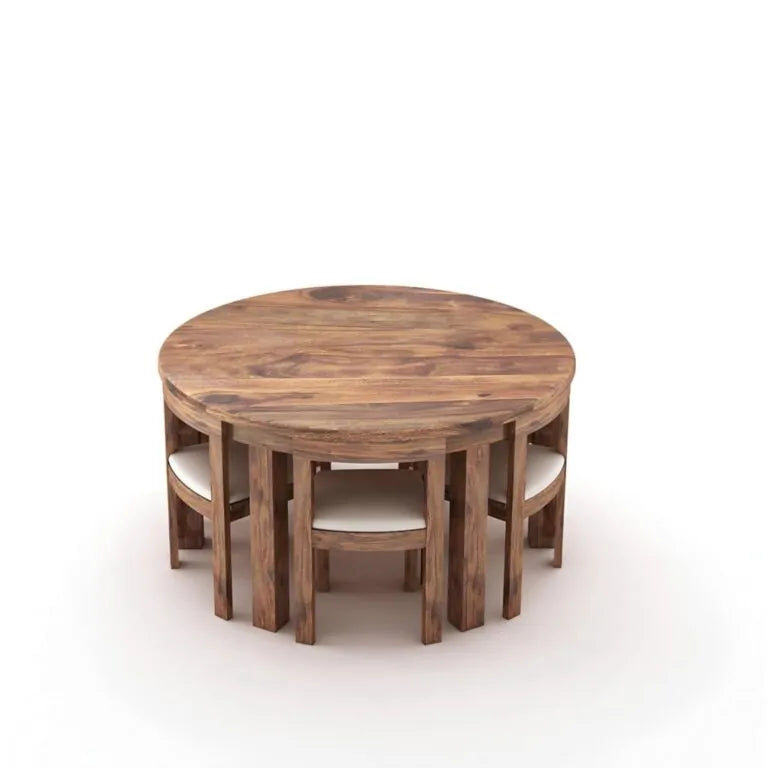 Solid Sheesham Wood Dining Table Set Of 6 - Natural