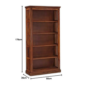 Solid Sheesham Wood Open Bookshelf 5 Shelf Finish - Natural
