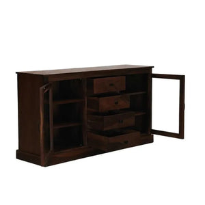 Wooden Glass Sideboard Cabinet  Finish - Walnut