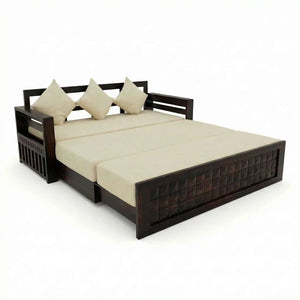 Diamond Sheesham Wooden Sofa Cum bed  Finish- Walnut