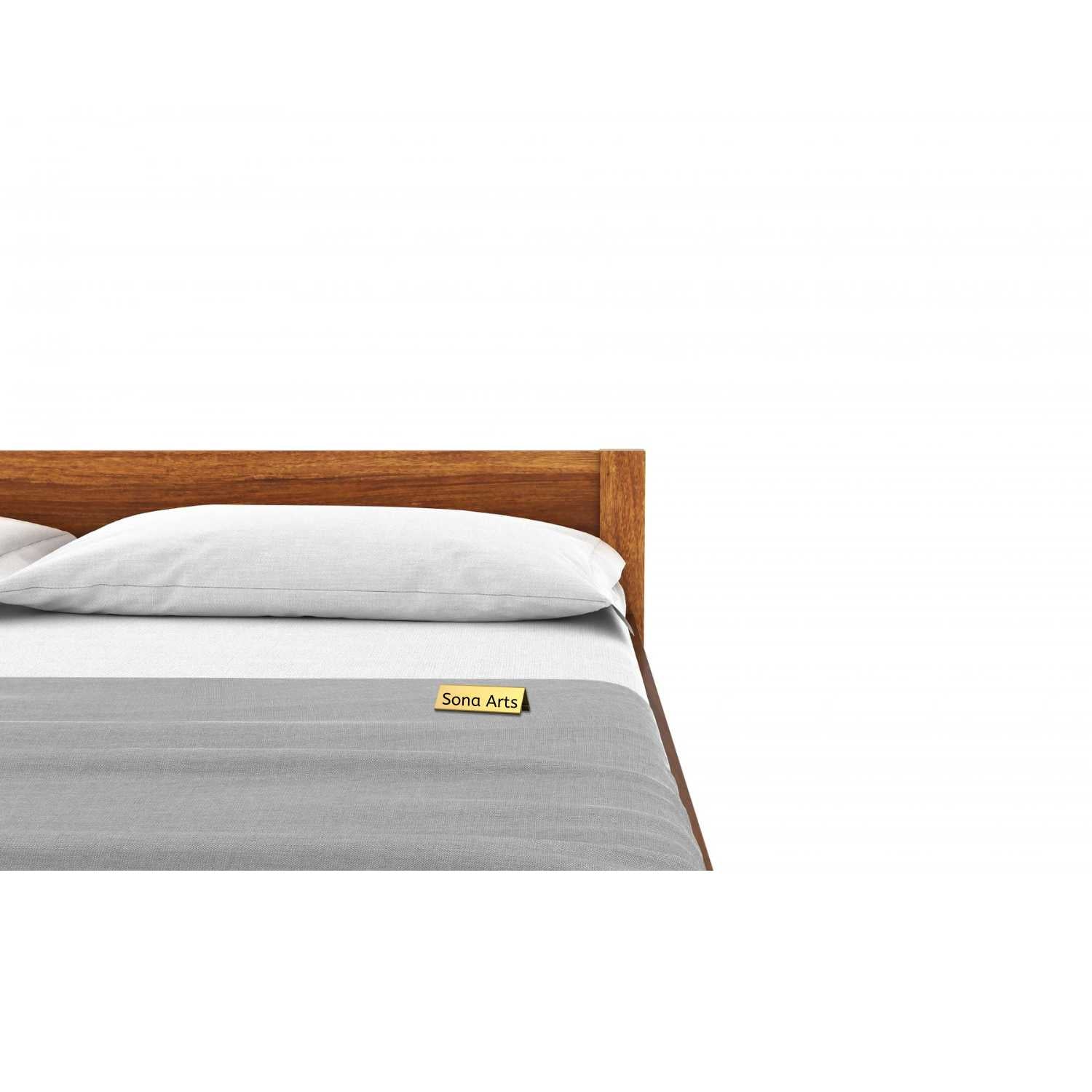 Bars Solid Sheesham Wood Bed Without Storage Finish -Teak