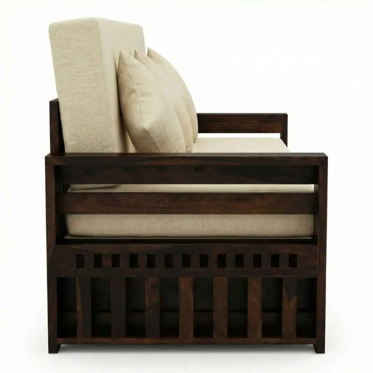 Kuber Wooden Sofa Cum Bed 3 Seater - Walnut