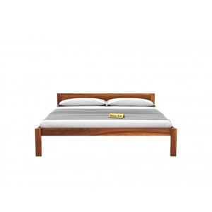 Bars Solid Sheesham Wood Bed Without Storage Finish -Teak