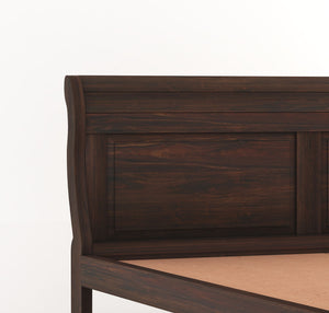 Curve Solid Sheesham Wood King Size Bed without Storage - Walnut Finish