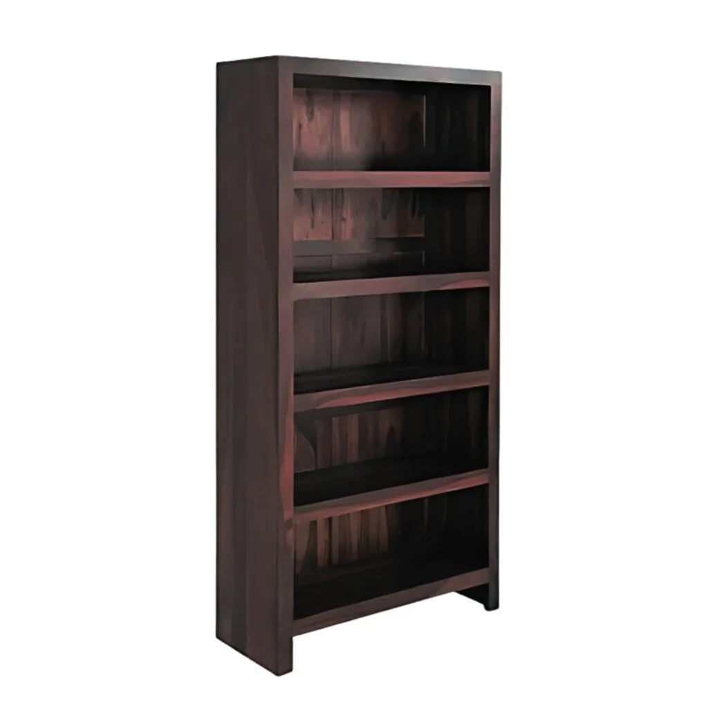 Solid Sheesham Wood Bookshelf With 5 Open Shelf - Walnut