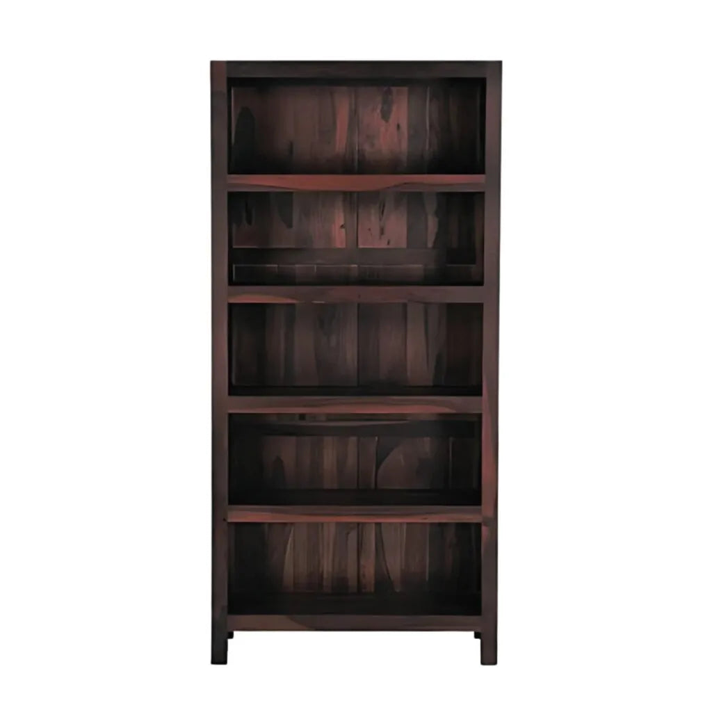 Solid Sheesham Wood Bookshelf With 5 Open Shelf - Walnut