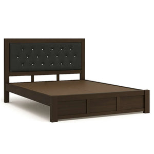 Zeus King Size Wooden Upholstered Bed Without Storage Finish - Walnut