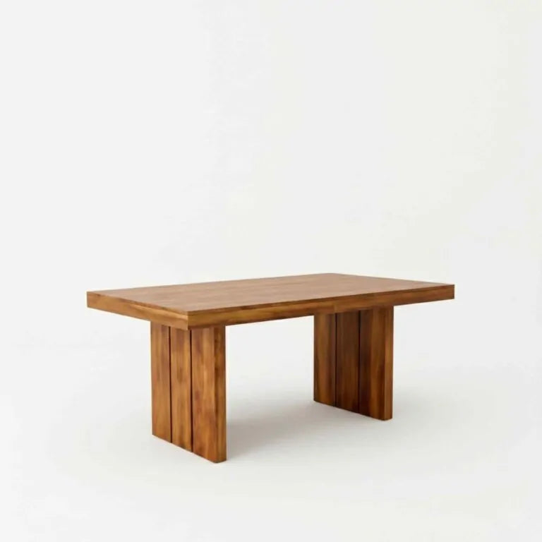 Poster Solid Sheesham Wood Dining Table Set 6 Seater, 4 Chair & 1 Bench Natural Finish - Natural