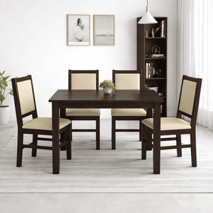 Cresta Solid Sheesham Wood Dining Table Set of 4 Walnut