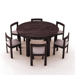 Solid Sheesham Wood Dining Table Set Of 6 - Walnut