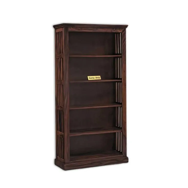 Solid Sheesham Wood Open Bookshelf 5 Shelf - Walnut
