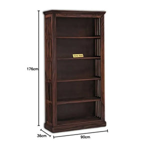 Solid Sheesham Wood Open Bookshelf 5 Shelf - Walnut