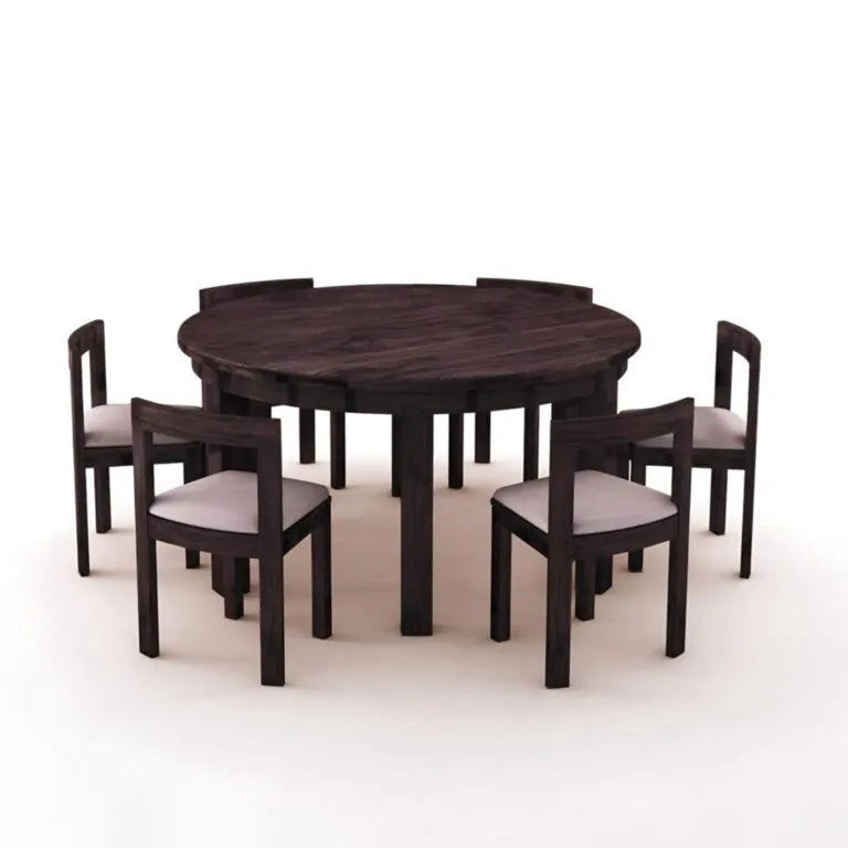 Solid Sheesham Wood Dining Table Set Of 6 - Walnut