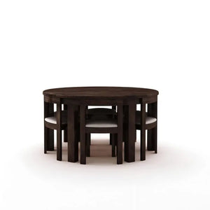 Solid Sheesham Wood Dining Table Set Of 6 - Walnut