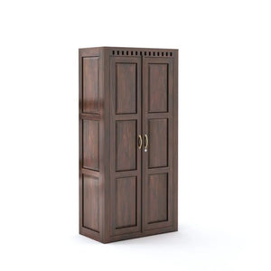 Kuber Queen Size Bed without Storage, Wardrobe & Two Bedside Tables - Walnut Finish