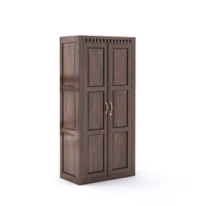 Kuber Queen Size Bed With Box Storage, Wardrobe, Dressing Table & Two Bedside Tables  - Walnut Finish