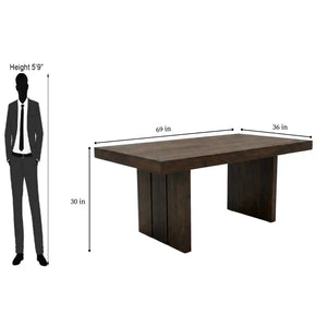 Poster Solid Sheesham Wood Dining Table Set 6 Seater, 4 Chair & 1 Bench Natural Finish - Walnut