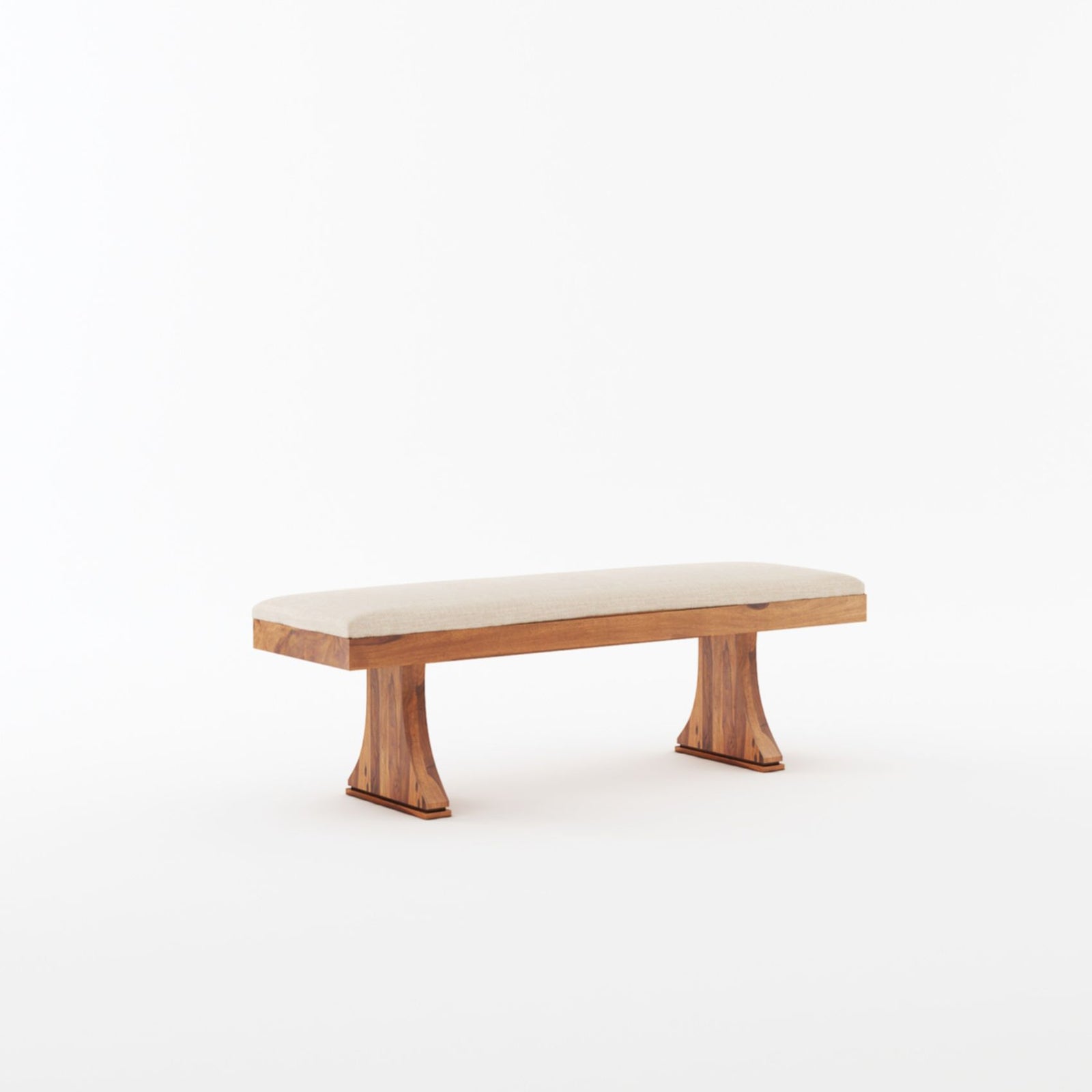Betel Sheesham Wood Dining Table 6 Seater with Bench - Natural Finish