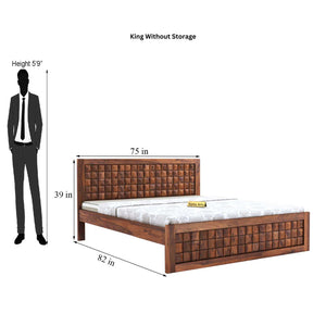 Diamond King Size Bed Without Storage For Bedroom Finish - Honey