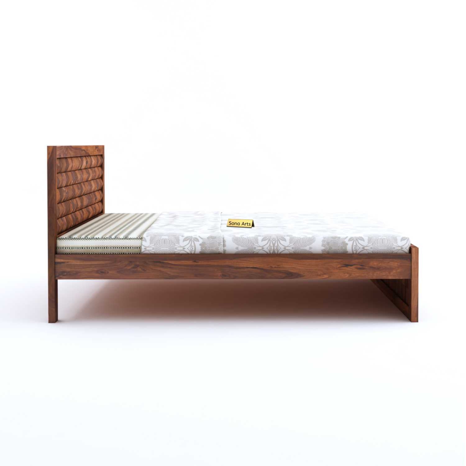 Diamond King Size Bed Without Storage For Bedroom Finish - Honey