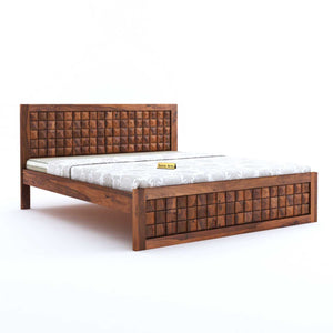 Diamond King Size Bed Without Storage For Bedroom Finish - Honey