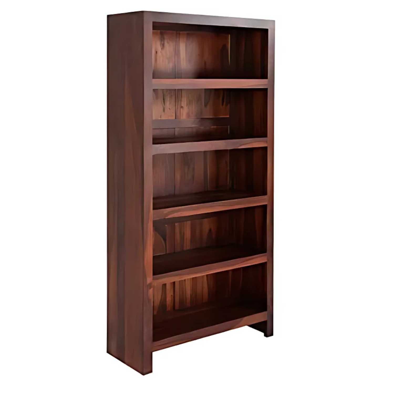 Solid Sheesham Wood Bookshelf With 5 Open Shelf - Natural Teak