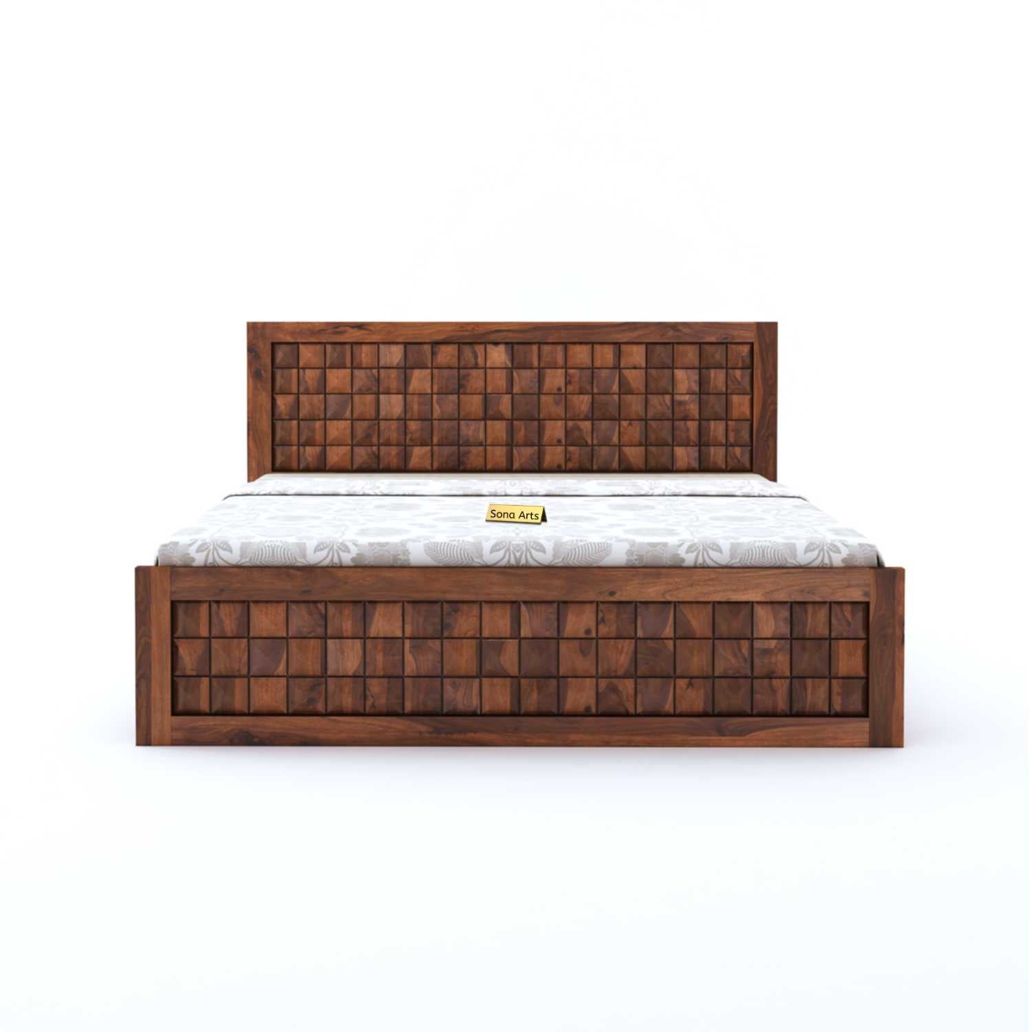 Diamond King Size Bed Without Storage For Bedroom Finish - Honey