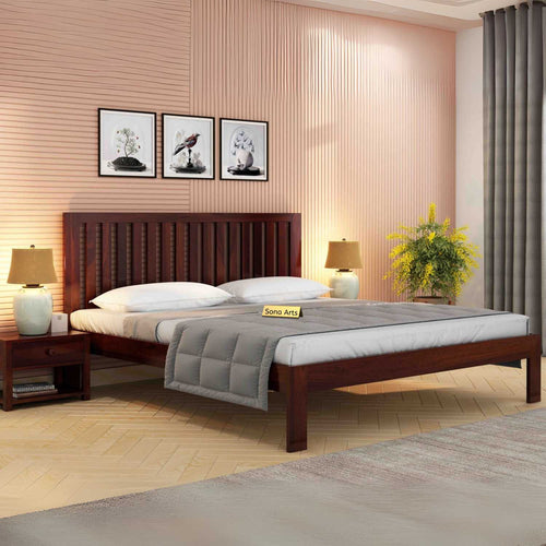 Bars Solid Sheesham Wood Bed Without Storage - Image 2