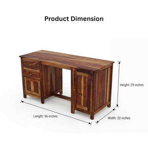 VIP Sheesham Wood Study Table with 2 Drawers & 2 Doors Finish - Natural