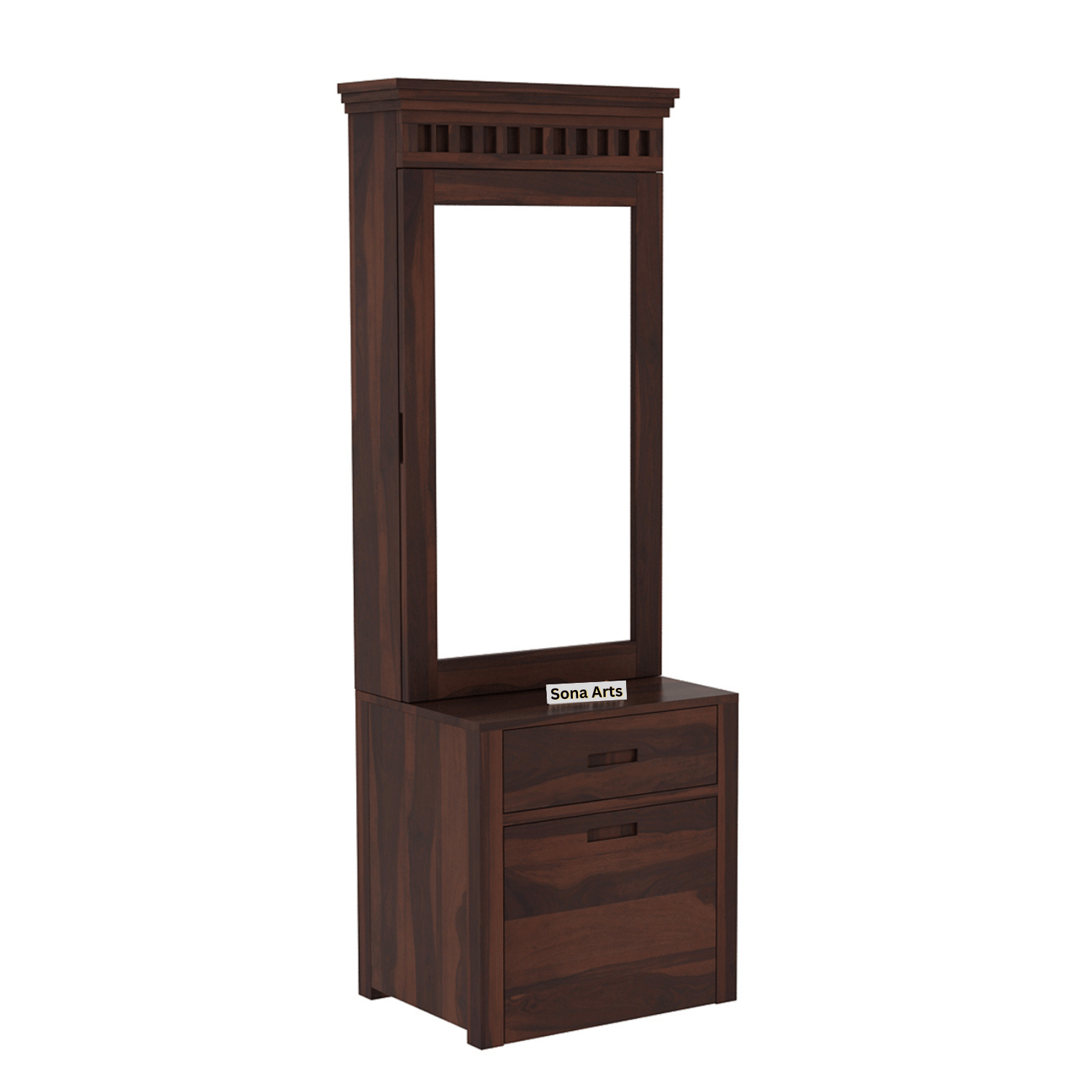 Dressing Table with Mirror and Chair for Bedroom - Walnut Finish