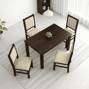 Cresta Solid Sheesham Wood Dining Table Set of 4 Walnut