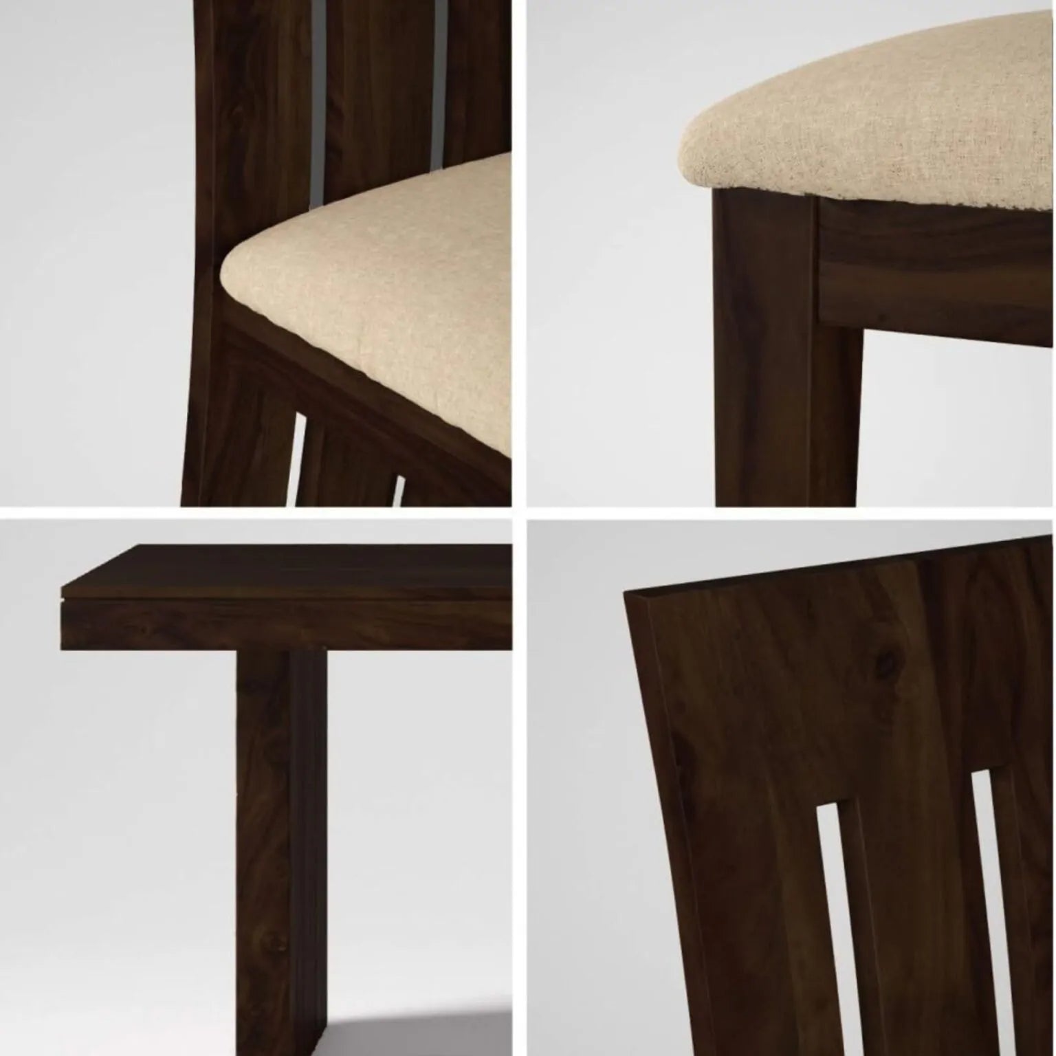 Wooden Dining Table Set 6 Seater 1 Bench with Cushion Chair  Finish - Walnut